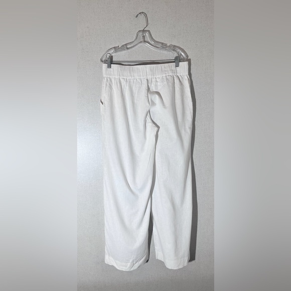 White Palazzo Pants Linen/ Cotton Blend Sz L Lily Pulitzer - Picture 2 of 4